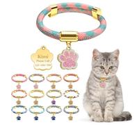 Personalized Breakaway Cat Collars with Magnetic Quick Release Buckle, Custom Engraved Name Tag for Girls & Boys Cats, Glow in The Dark Design for Outdoor Cats (Pink and Green)