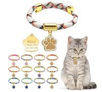 Personalized Breakaway Cat Collars with Magnetic Quick Release Buckle, Custom Engraved Name Tag for Girls & Boys Cats, Glow in The Dark Design for Outdoor Cats (White and Black)