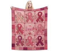 Personalized Breast Cancer Fleece Throw Blanket, Custom Name 2D Flat Printed Blankets