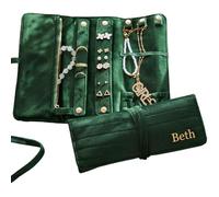 Personalized Bridesmaid Gift Velvet Jewelry Roll - Custom Initial Jewelry Organizer For Wedding Party - Portable Travel Wrap For Maid Of Honor, Mother, Friends - Wedding Keepsake