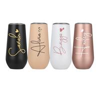 Personalized Bridesmaid Insulated Champagne Tumbler with Lid,Custom Engraved Names Wine Cups Bridesmaid Gift, Bachelorette Party Gift for Her, Proposal Gift Wine Tumblers Cup (2pcs)