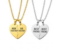 Personalized Broken Heart Necklace Set for Couples & Best Friends - Custom Engraved Name Pendant, Stainless Steel Split Heart Jewelry Gift - Matching Relationship Necklaces (Gold/Silver) (Gold)