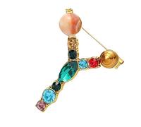 Personalized Brooch A-Z, Women's Initial Letter Brooch Pin with Rhinestone, Fashion Collar Pin for Jackets and Blazers (Y)