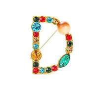 Personalized Brooch A-Z, Women's Initial Letter Brooch Pin with Rhinestone, Fashion Collar Pin for Jackets and Blazers (D)