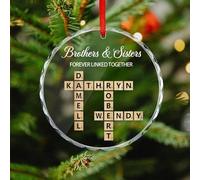 Personalized Brother and Sister Christmas Ornament 2025,Custom Crystal Family Crossword Ornaments,Christmas Tree Hanging Ornament,Gifts for Siblings Family