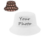 Personalized Bucket Hat, Custom Photo Print, Foldable Cotton Sun Protection Cap, Custom Caps with Print Photo, Beach Fisherman Fishing Cap, Unisex DIY Customised Gifts (UK, Alpha, XL, White)