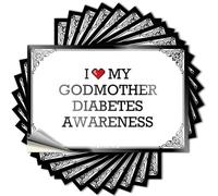 Personalized Bumper Aesthetic Decals, Rubber Cute Pattern Design for Paw Notebook | Door Removable Vinyl I Love My Godmother Diabetes Awareness(6X9CM)