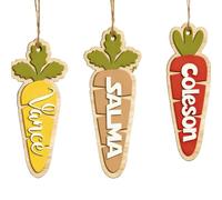 Personalized Bunny and Carrot Wooden Tags for Easter Baskets, Custom Kids Easter Name Tags Basket Decorations Gifts (1PC,6x14cm/2.4x5.6in)