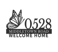 Personalized Butterfly Address Signage, Custom Butterfly Metal House Number Plaque, Home Address Sign,Garden Home Decor, Outdoor Decor,Yard Art Display, Nature Inspired Design (Type-4)