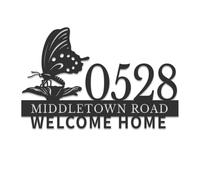 Personalized Butterfly Address Signage, Custom Butterfly Metal House Number Plaque, Home Address Sign,Garden Home Decor, Outdoor Decor,Yard Art Display, Nature Inspired Design (Type-5)