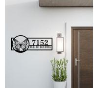 Personalized Butterfly House Number,Personalized Butterfly flowers Metal Address Sign House number, Hanging Address Plaque,Yard Sign, Outdoor House Number Address Sign Decor (Butterfly 6)