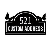 Personalized Butterfly House Number Sign, Custom Metal Address Plaque with Floral Design for Garden, Porch and Exterior Wall (Style-2)