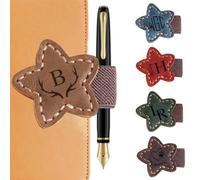 Personalized Bygone Mark Bookmark with Pen Holder, Custom Magnetic Leather Bookmarks with Engraved Name Initial, Book Lovers Travelers Notebook Accessories Gifts for Readers(Brown)