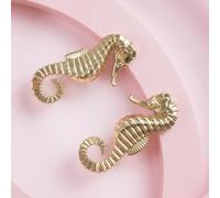 Personalized Cabinet Handle Creative Brass Hippocampus Knob Light Storage Hook Retro Drawer Clothes Cabinet Door Handle(Golden Right)