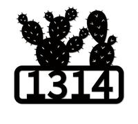 Personalized Cactus Address Sign, Custom Cactus Flower House Number, Outdoor Yard Wall Art, Porch Decor, Metal Wall Display (Style-5)