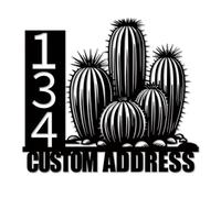 Personalized Cactus Address Sign, Custom Cactus Flower House Number, Outdoor Yard Wall Art, Porch Decor, Metal Wall Display (Style-4)