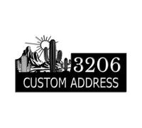 Personalized Cactus Address Sign, Custom House Number Plaque, Desert Themed Decor, Western Outdoor Wall Art, Southwest Housewarming Gift, Durable Metal Numbers (Style-5)