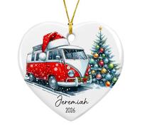 Personalized Camping Truck Christmas Ornament 2024 for Campers, Van Camper Xmas Tree Ceramic Ornament, RV Car Ornament, Gifts for Family Friends, Camping Lover Christmas Ornament Custom Name & Year