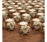 Personalized Candle Wedding Favors for Guests,Rustic Wooden Tealight Candle Holder Set with Name and Date,Thank You Favors, Baby Shower/Bridal Shower Favors for Guests (10pcs)