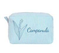 Personalized Canvas Makeup Up Bag for Women - Custom Embroidered Name & Birth Flower, Small Toiletry Pouch for Bridesmaid & Bride, Wedding Bridesmaids Gifts (Lake Blue)
