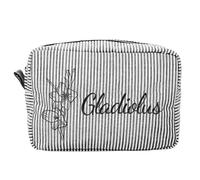 Personalized Canvas Makeup Up Bag for Women - Custom Embroidered Name & Birth Flower, Small Toiletry Pouch for Bridesmaid & Bride, Wedding Bridesmaids Gifts (Black and White)