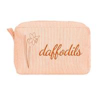 Personalized Canvas Makeup Up Bag for Women - Custom Embroidered Name & Birth Flower, Small Toiletry Pouch for Bridesmaid & Bride, Wedding Bridesmaids Gifts (Orange)