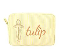 Personalized Canvas Makeup Up Bag for Women - Custom Embroidered Name & Birth Flower, Small Toiletry Pouch for Bridesmaid & Bride, Wedding Bridesmaids Gifts (Yellow)