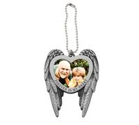 Personalized car ornaments photo frame keychain customized picture Angel Wings, suitable for couples, families, birthdays, memorial car decorations backpack ornaments. (style-1)