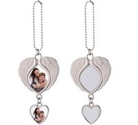 Personalized Car Photo Ornament, Custom Memorial Gifts Car Rearview Mirror Accessories with Picture Text Angel Charm, Bereavement Sympathy Gifts for Loss of Loved Ones (Style 3)