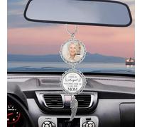 Personalized Car Photo Ornament - I Have an Angel Watching Over Me,Custom Cars Rearview Mirror Accessories Gifts, Custom Memorial Sympathy Bereavement Gift Idea (Mother's Day)