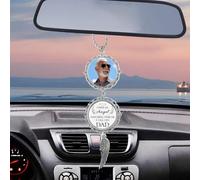 Personalized Car Photo Ornament - I Have an Angel Watching Over Me,Custom Cars Rearview Mirror Accessories Gifts, Custom Memorial Sympathy Bereavement Gift Idea (Father's Day)