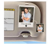 Personalized Car Visor Photo Clip, Custom Picture Frame Holder, Drive Safe Memorial Gift,Personalised Photo Car Hanging Ornament Photo Gifts with Any Text,Car Gifts for Son Daughter Dad Mom