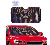 Personalized Car Windshield Sun Shade American Dream Catcher Window Sunshades Foldable Sun Heat Uv Rays Visor Protector to Keep Your Vehicle Cool Car Accessories for Universal SUV Truck 51x27.5 Inch