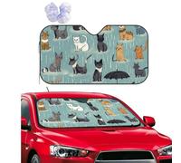 Personalized Car Windshield Sun Shade Raining Cats & Dogs Window Sunshades Foldable Sun Heat Uv Rays Visor Protector to Keep Your Vehicle Cool Car Accessories for Universal SUV Truck 51x27.5 Inch