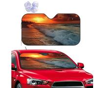 Personalized Car Windshield Sun Shade The Beach Sunset Window Sunshades Foldable Sun Heat Uv Rays Visor Protector to Keep Your Vehicle Cool Car Accessories for Universal SUV Truck 51x27.5 Inch