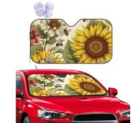 Personalized Cars Windshield Sun Shade Bees Sunflowers Daisy Rose Flowers Window Sunshades Foldable Sun Heat Uv Rays Visor Protector To Keep Your Vehicle Cool For Universal Cars Suv Truck 51x27.5 Inch