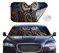 Personalized Cars Windshield Sun Shade Black Owl Window Sunshades Foldable Sun Heat Uv Rays Visor Protector to Keep Your Vehicle Cool for Universal Cars SUV Truck 55x30 Inch