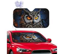 Personalized Cars Windshield Sun Shade Black Owl Window Sunshades Foldable Sun Heat Uv Rays Visor Protector to Keep Your Vehicle Cool for Universal Cars SUV Truck 55x29.9 Inch