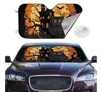 Personalized Cars Windshield Sun Shade Black Tree Owl Pumpkin Head Castle Window Sunshades Foldable Sun Heat Uv Rays Visor Protector To Keep Your Vehicle Cool For Universal Cars Suv Truck 51x27.5 Inch