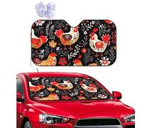 Personalized Cars Windshield Sun Shade Cute Rooster Chickens Window Sunshades Foldable Sun Heat Uv Rays Visor Protector to Keep Your Vehicle Cool for Universal Cars SUV Truck 55x29.9 Inch