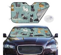 Personalized Cars Windshield Sun Shade Raining Cats & Dogs Window Sunshades Foldable Sun Heat Uv Rays Visor Protector to Keep Your Vehicle Cool for Universal Cars SUV Truck 51x27.5 Inch