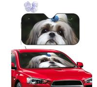 Personalized Cars Windshield Sun Shade Shih Tzu Dog Window Sunshades Foldable Sun Heat Uv Rays Visor Protector to Keep Your Vehicle Cool for Universal Cars SUV Truck 55x29.9 Inch