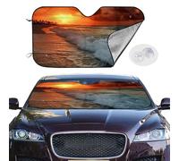 Personalized Cars Windshield Sun Shade The Beach Sunset Window Sunshades Foldable Sun Heat Uv Rays Visor Protector to Keep Your Vehicle Cool for Universal Cars SUV Truck 55x30 Inch