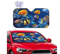 Personalized Cars Windshield Sun Shade Tropical Fishes Window Sunshades Foldable Sun Heat Uv Rays Visor Protector to Keep Your Vehicle Cool for Universal Cars SUV Truck 51x27.5 Inch