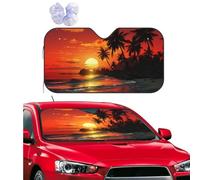Personalized Cars Windshield Sun Shade Tropical Sunset Window Sunshades Foldable Sun Heat Uv Rays Visor Protector to Keep Your Vehicle Cool for Universal Cars SUV Truck 55x29.9 Inch