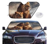 Personalized Cars Windshield Sun Shade Two Lions Window Sunshades Foldable Sun Heat Uv Rays Visor Protector to Keep Your Vehicle Cool for Universal Cars SUV Truck 51x27.5 Inch