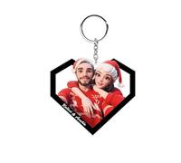 Personalized Cartoon Style 3D Photo Keychain Custom Name Caricature Picture Frame Keychain Gifts for Men Women Family, Heart, Medium