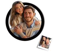 Personalized Cartoon Style 3D Photo Wooden Photo Frame Sign Custom Cartoon Portrait Gift Caricature Picture Frame Gifts for Wedding Anniversary Christmas Couple Birthday Wall Art Decor