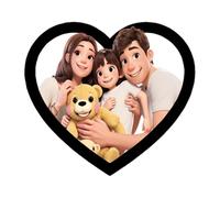 Personalized Cartoon Style 3D Photo Wooden Sign Custom Cartoon Portrait Caricature Picture Frame Gifts For Wedding Family Anniversary Christmas Birthday Couple Wall Decor Art-Heart