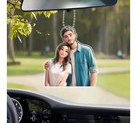 Personalized Cartoon Style Acrylic Car Ornaments,Custom Photo Couple Car Ornament,Gift For Girlfriend Boyfriend Wife Husband Valentine's Day Anniversary